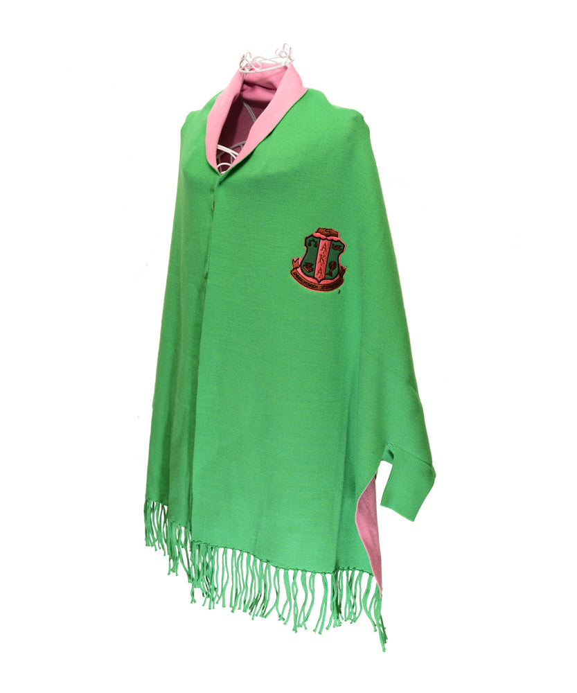 Shawl Pink and Green with Sleeves