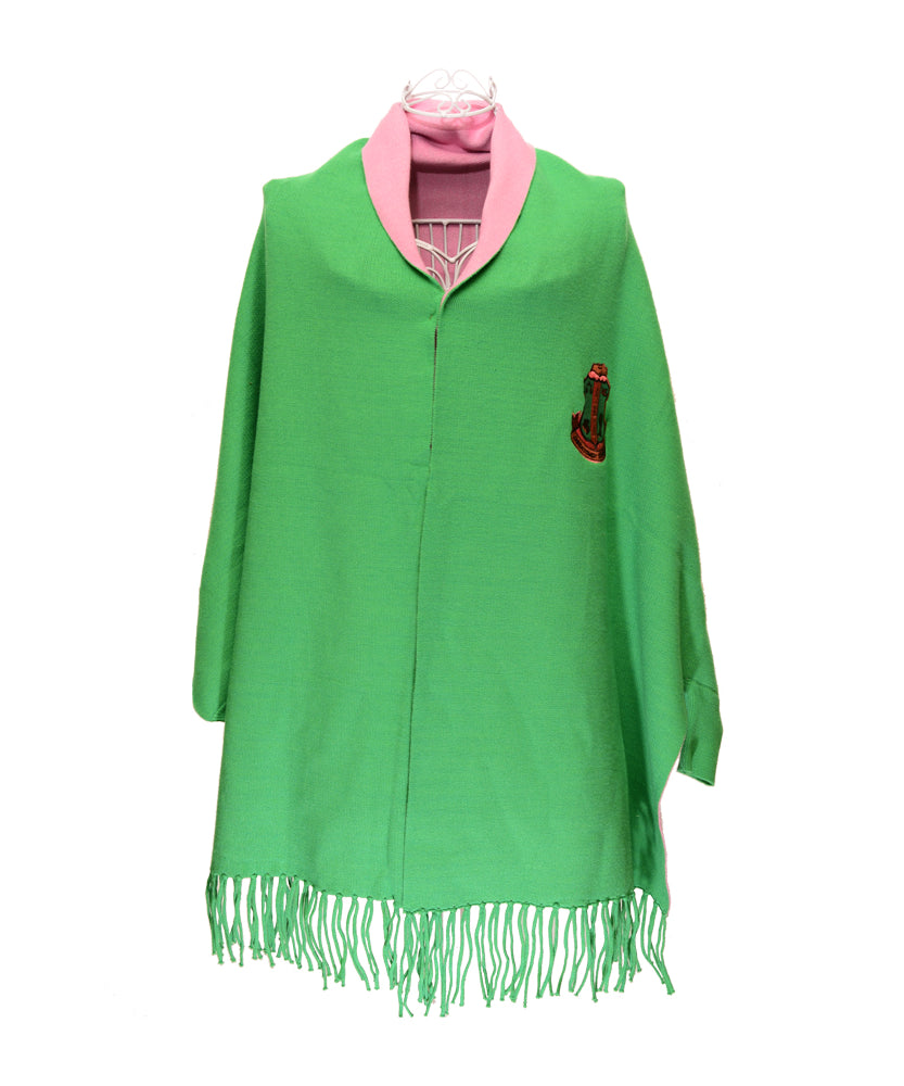 Shawl Pink and Green with Sleeves