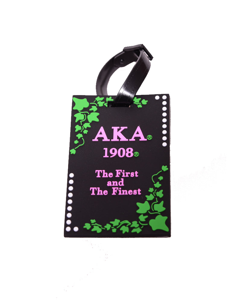 Luggage Tag / Black with green ivies