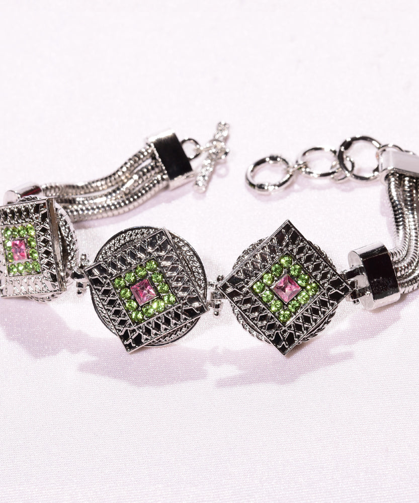 Sliver Triple Snap Bracelet with 3 snap button interchangeable snaps