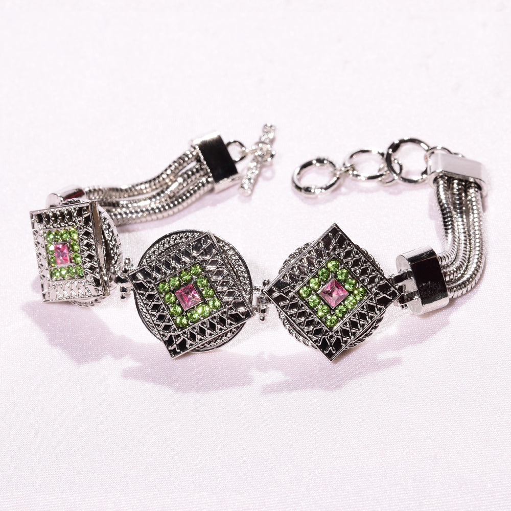 Sliver Triple Snap Bracelet with 3 snap button interchangeable snaps