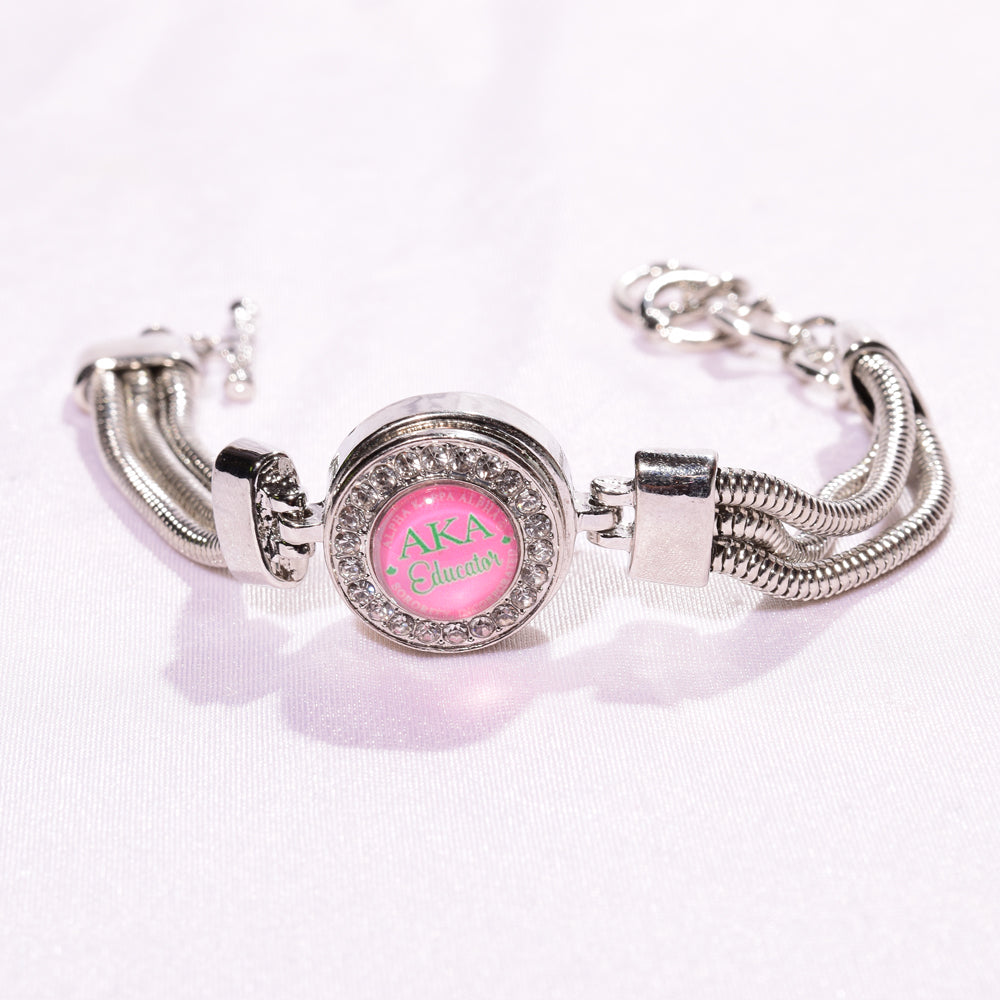 Single Silver Snap Bracelet with snap button with AKA educator