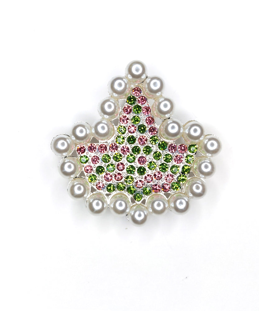 Bling Ivy Leaf with pink and green Rhinestone