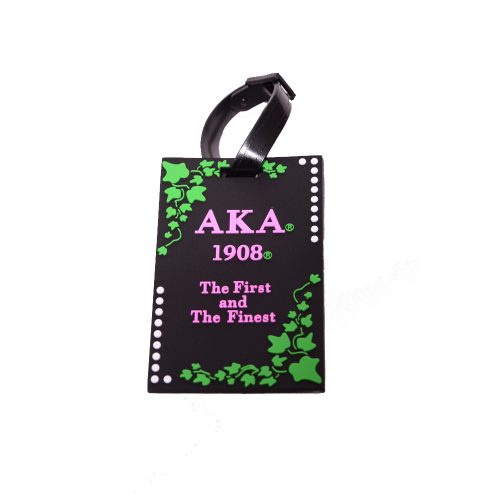 Luggage Tag / Black with green ivies